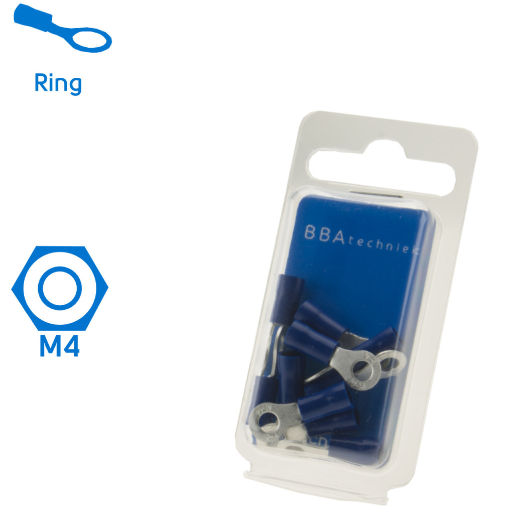BBAtechniek - Kabelschoen ring M4 Ø4.3mm blauw (10x)