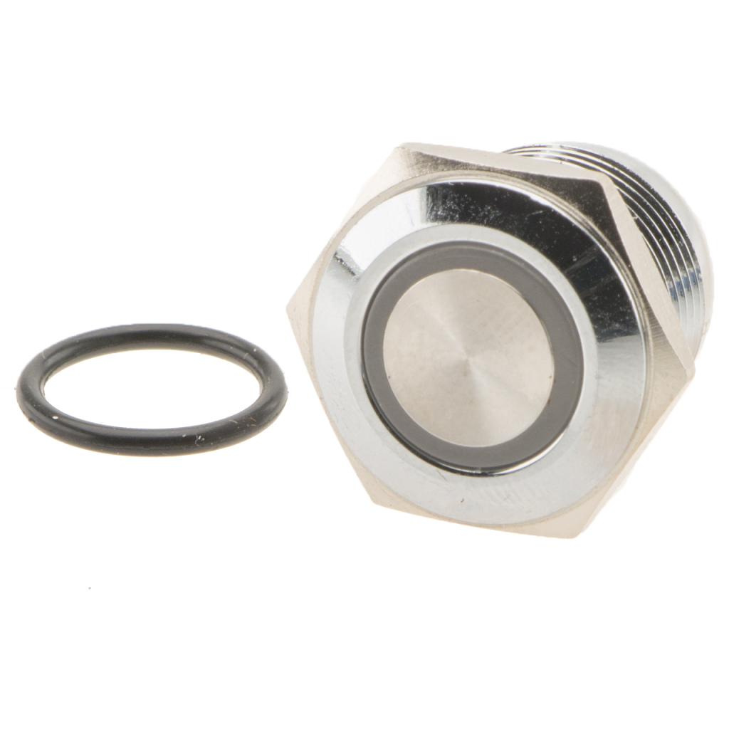 BBAtechniek - 12V On-Off drukschakelaar blauwe LED M16 IP65 (1x)