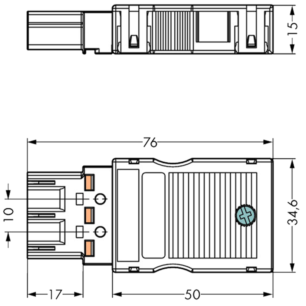 BBAtechniek - Wago Winsta Midi connector male zwart (1x)