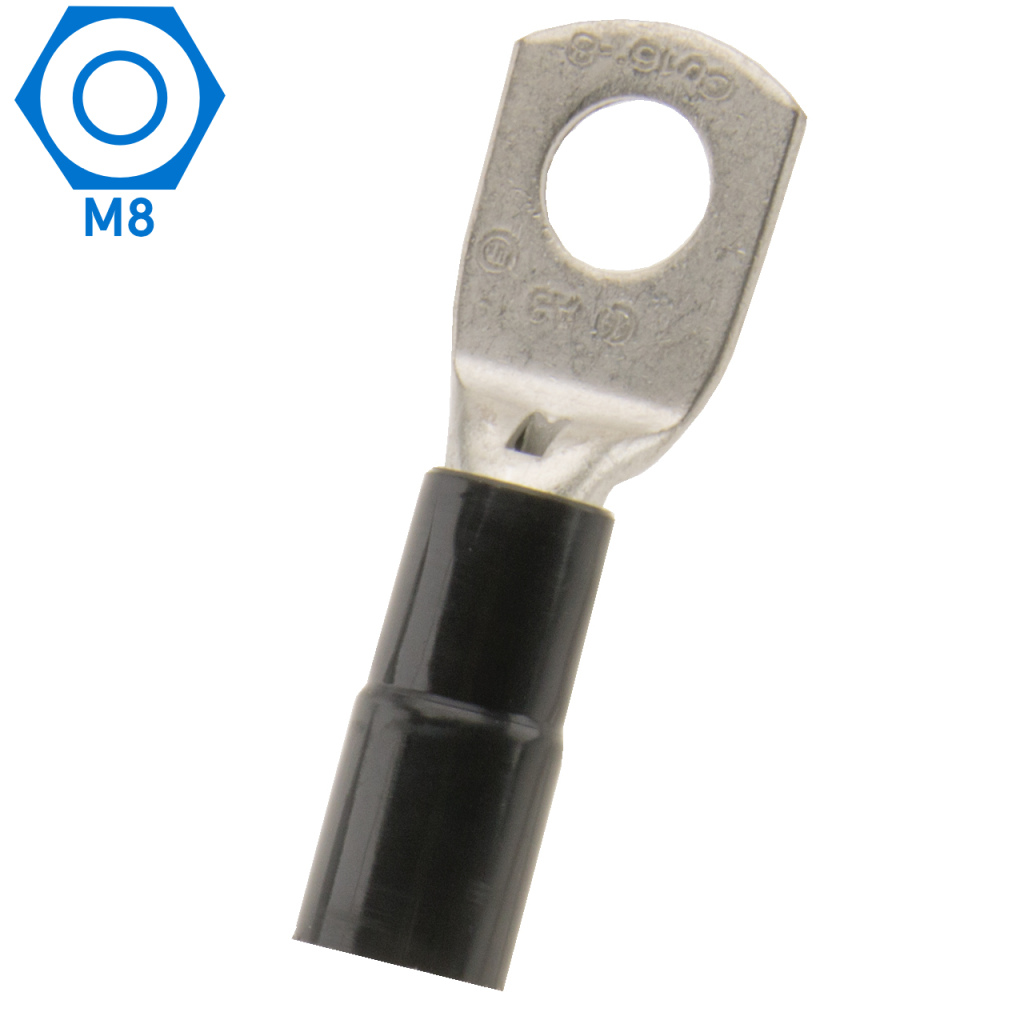 BBAtechniek - 16mm2 M8 gesloten kabeloog geïsoleerd zwart (25x)