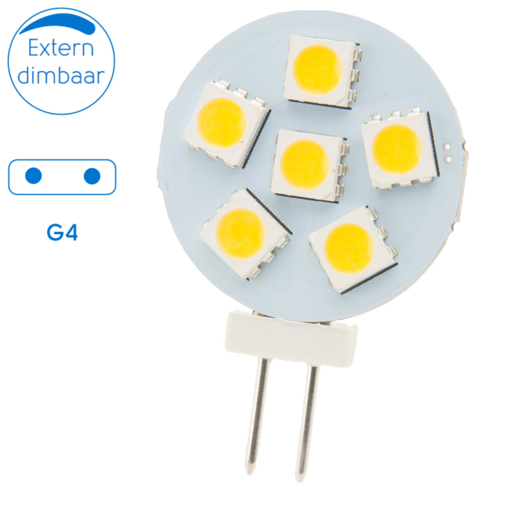 BBAtechniek - G4 10-30VDC 1.2W 3000K 87lm LED6 2pins (2x)