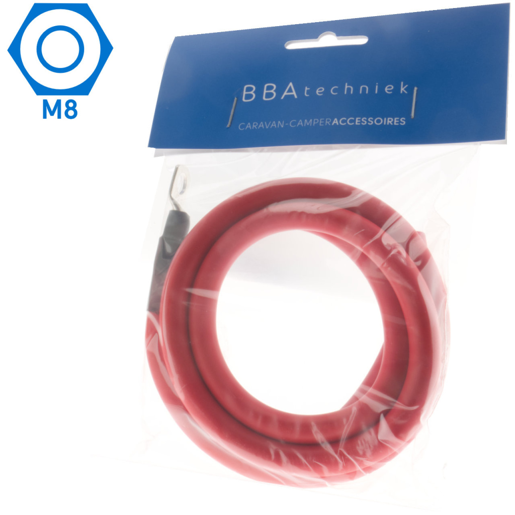 BBAtechniek - 25mm2 accu kabel flexibel rood 1x M8 (1.0m)