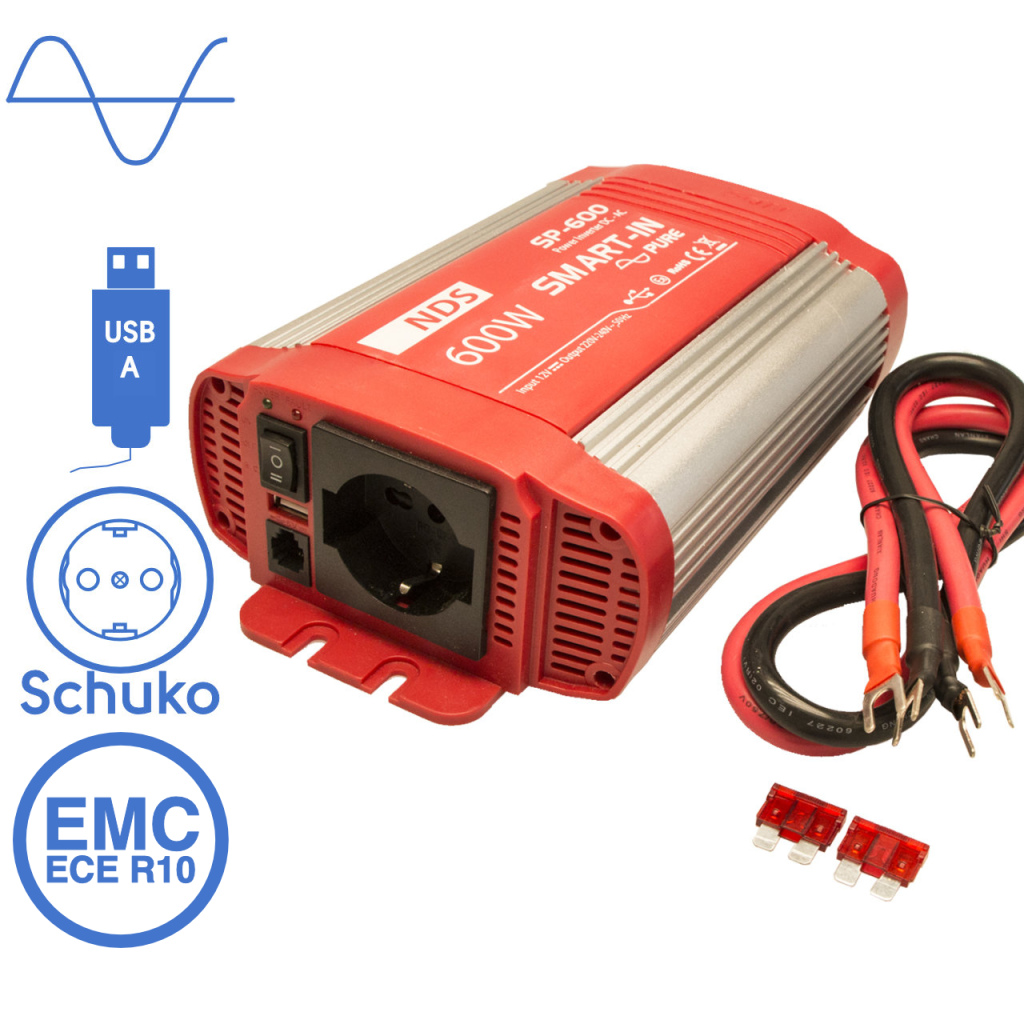 BBAtechniek - NDS SP-600 inverter 12V 600W USB-uitgang (1x)