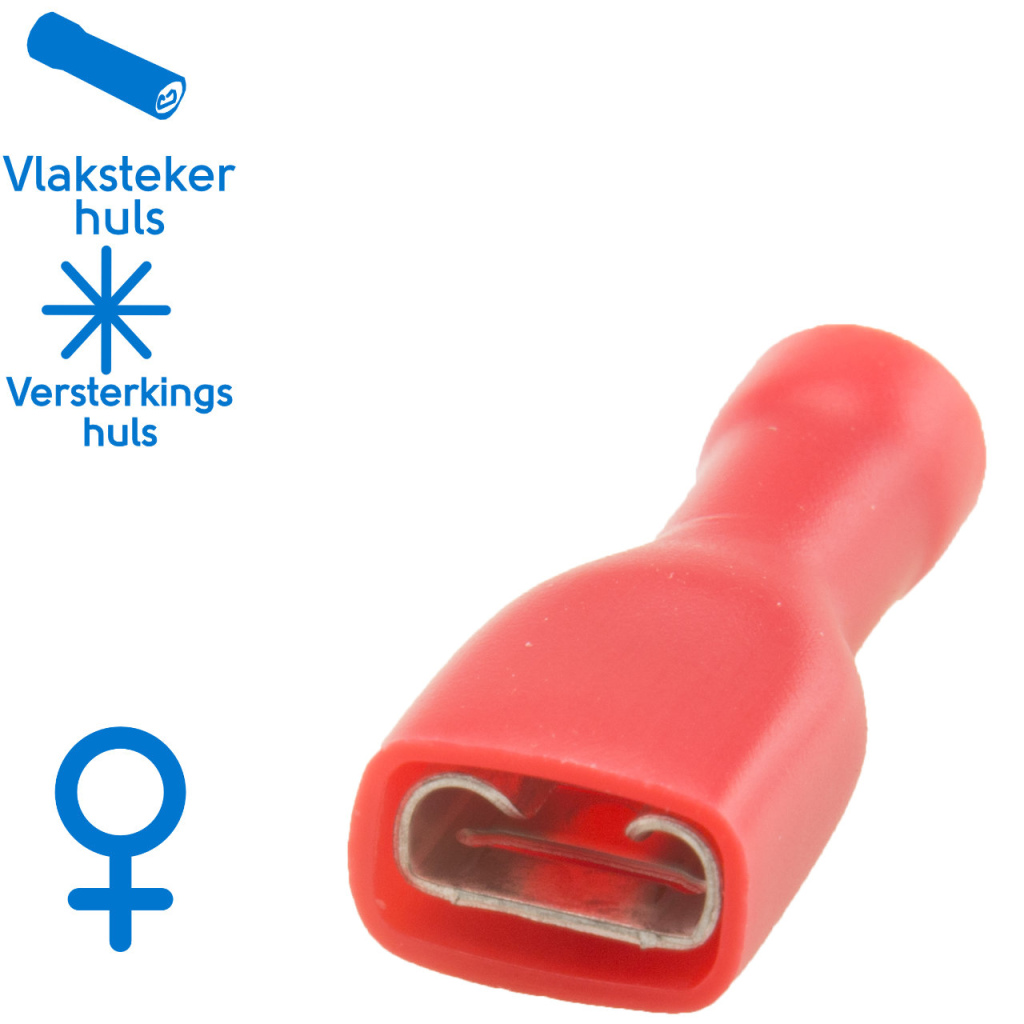 BBAtechniek - Vlakstekerhuls 6.3x0.8mm* rood (50x)