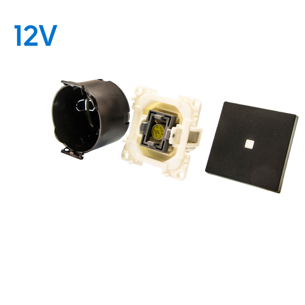 BBAtechniek - Controleschakelaar gele LED 12V leigrijs (1x)