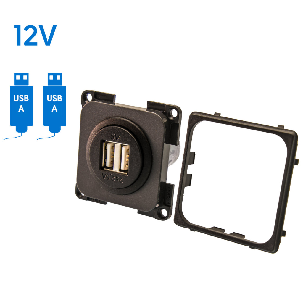 BBAtechniek - Contactdoos 2x 2.5A USB leigrijs (1x)