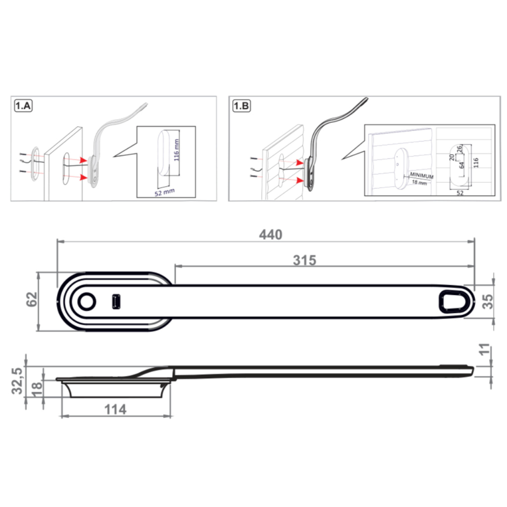 BBAtechniek - León flex LED 12V 1.2W 4100K 80lm USB zwart (1x)