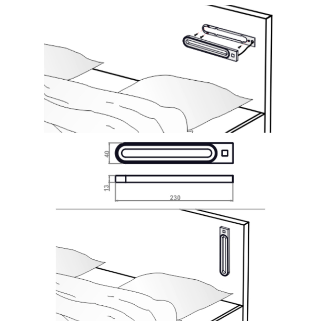 BBAtechniek - Bolonga B LED wandlamp 12V 3W zwart 2x 1A USB (1x)