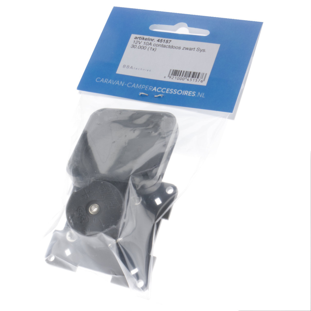 BBAtechniek - S 30.000 12V 10A contactdoos zwart + klepje (1x) 