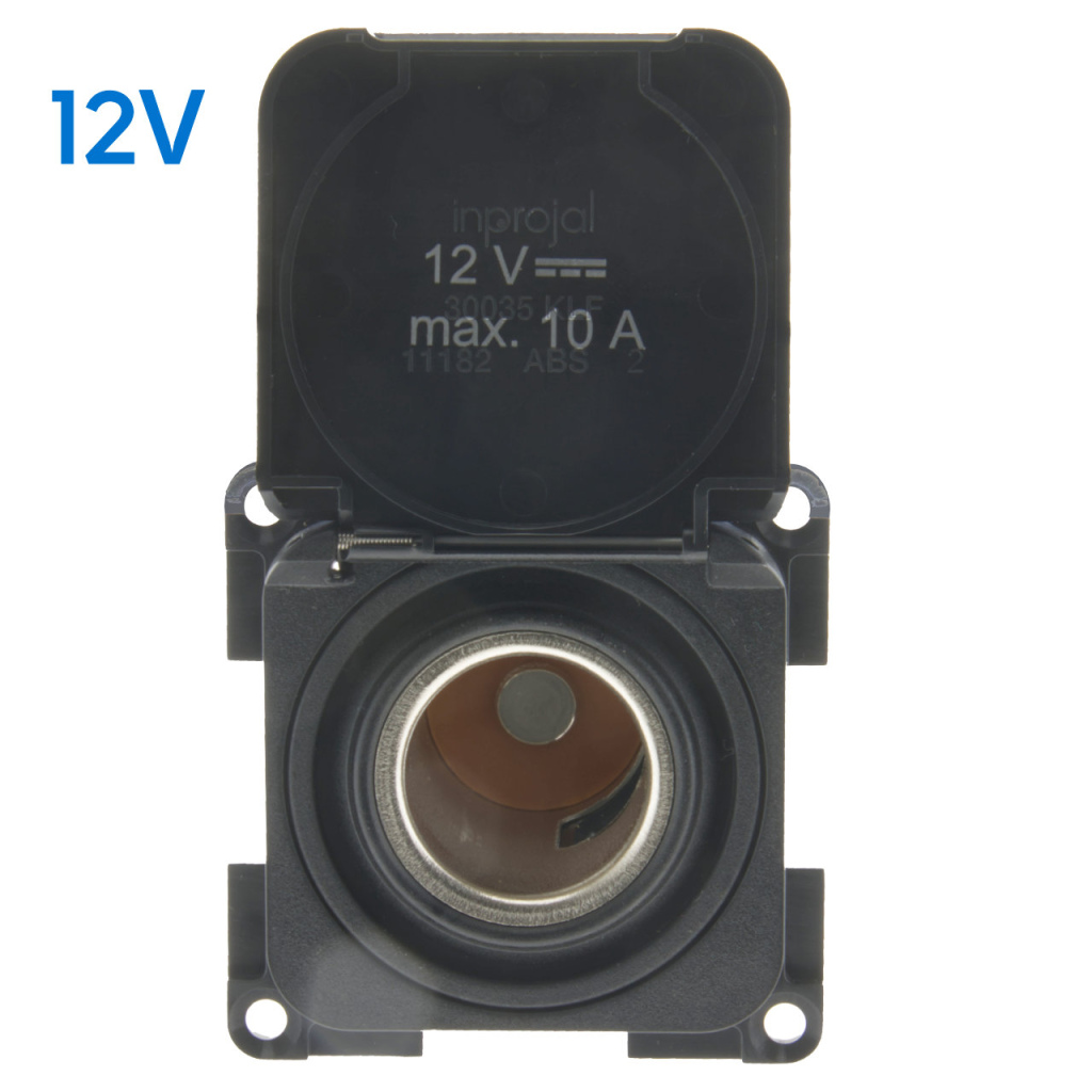BBAtechniek - S 30.000 12V 10A contactdoos zwart + klepje (1x) 