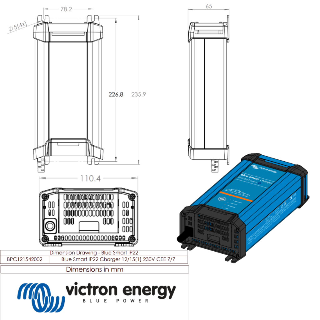 BBAtechniek - Victron Blue Smart IP22 acculader 12/15 (1)  (1x)