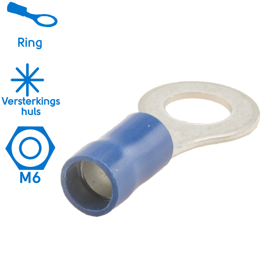 BBAtechniek - Kabelschoen ring M6 Ø6.4mm* blauw (100x)
