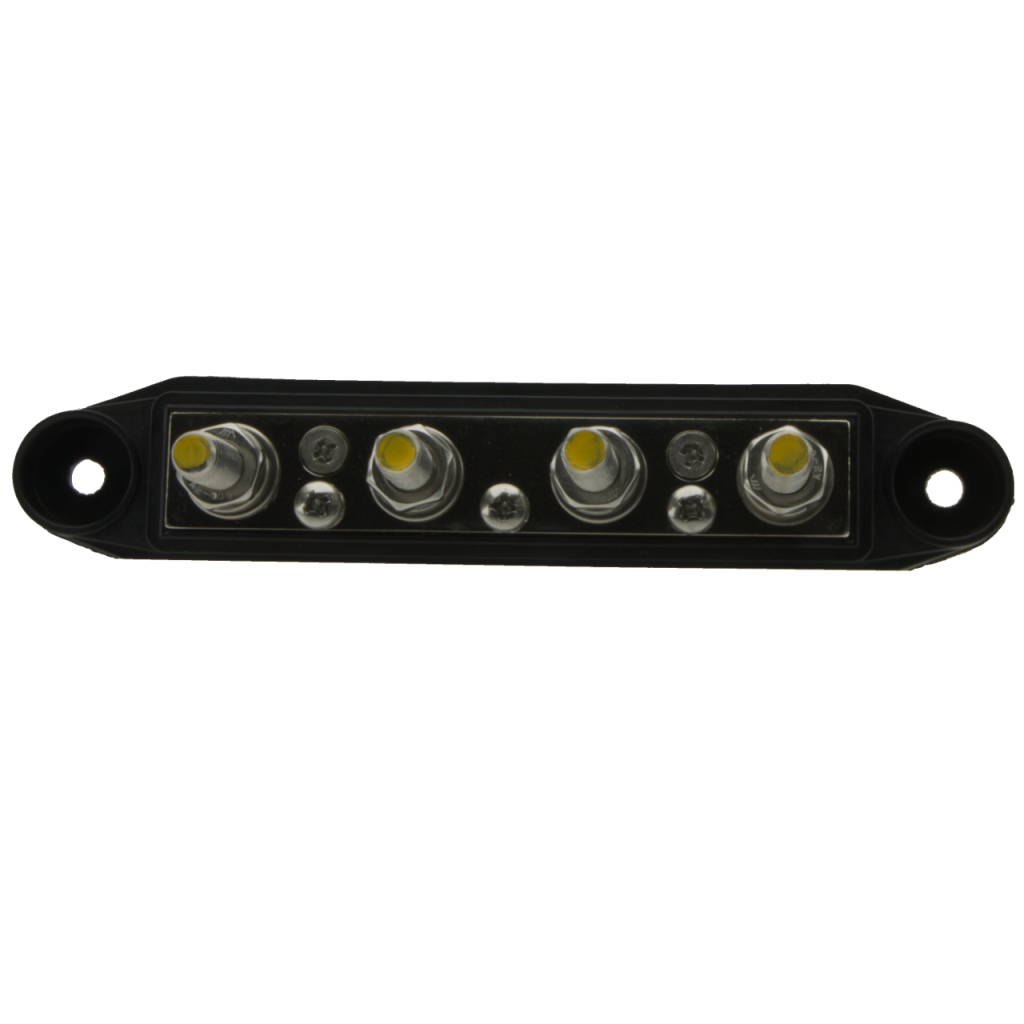 BBAtechniek - Busbar M8 4-punts zwart met beschermkap (1x)