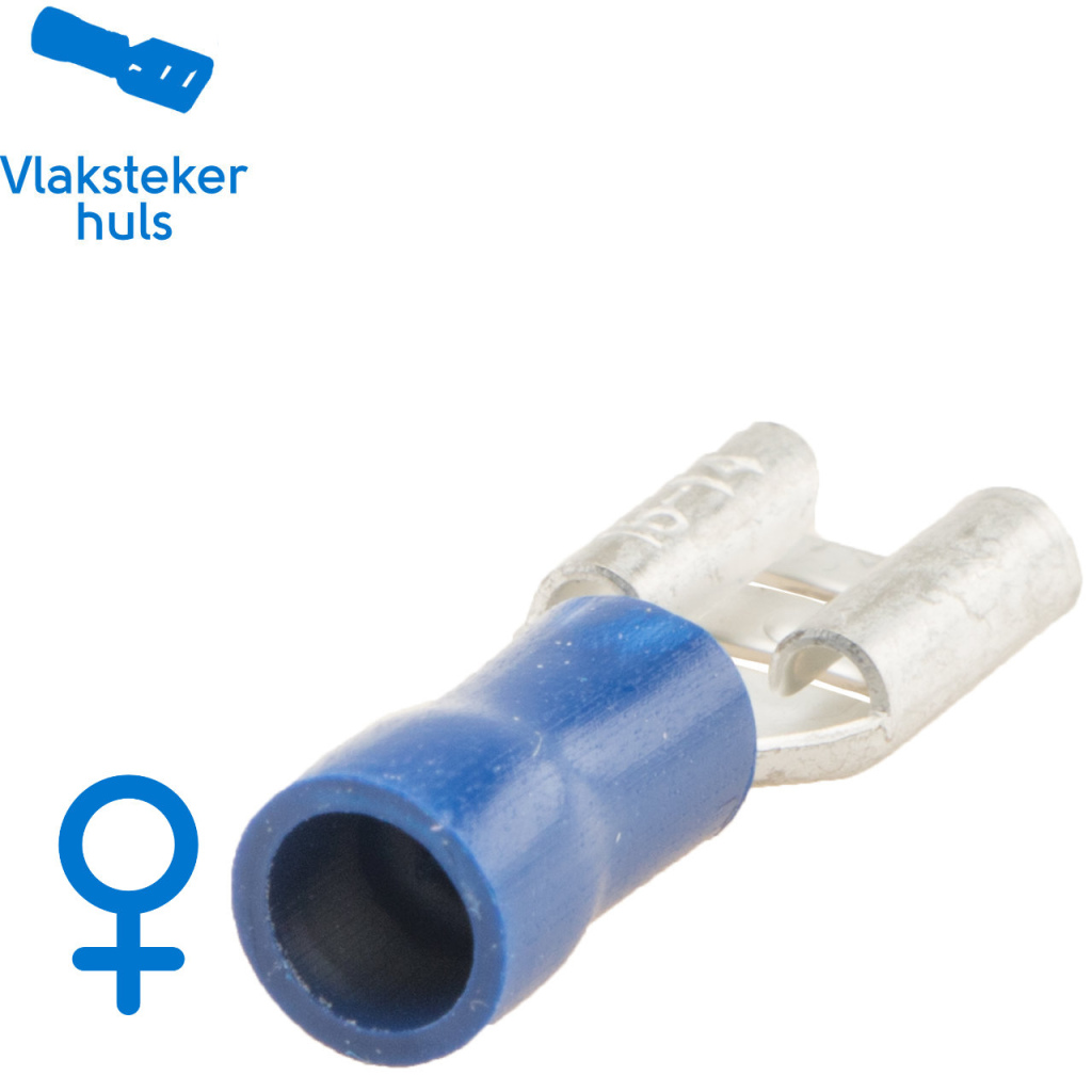 BBAtechniek - Vlakstekerhuls 6.3x0.8mm blauw (50x)