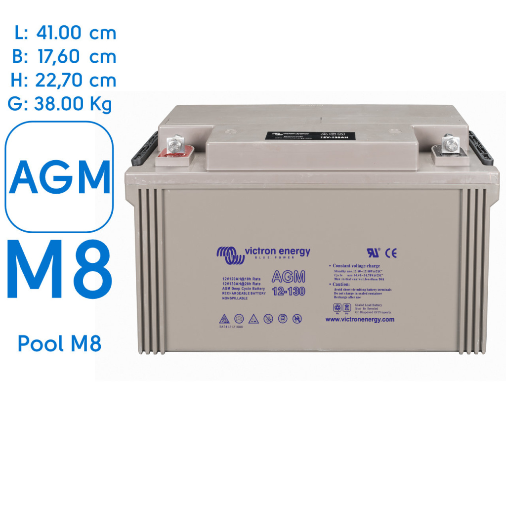 BBAtechniek - 12V 130Ah Victron AGM Accu M8 (1x)