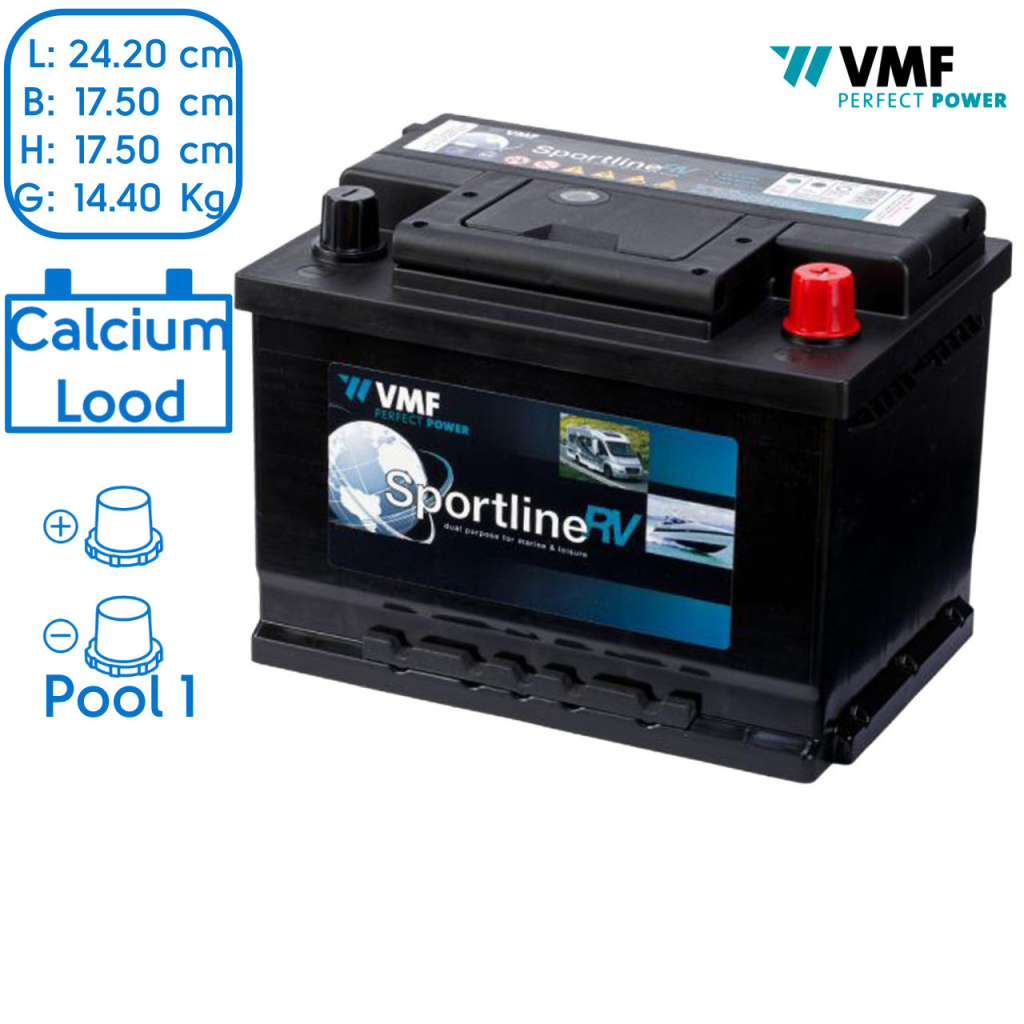 BBAtechniek - 12V 60h VMF start accu Sportline Deep cycle (1x)