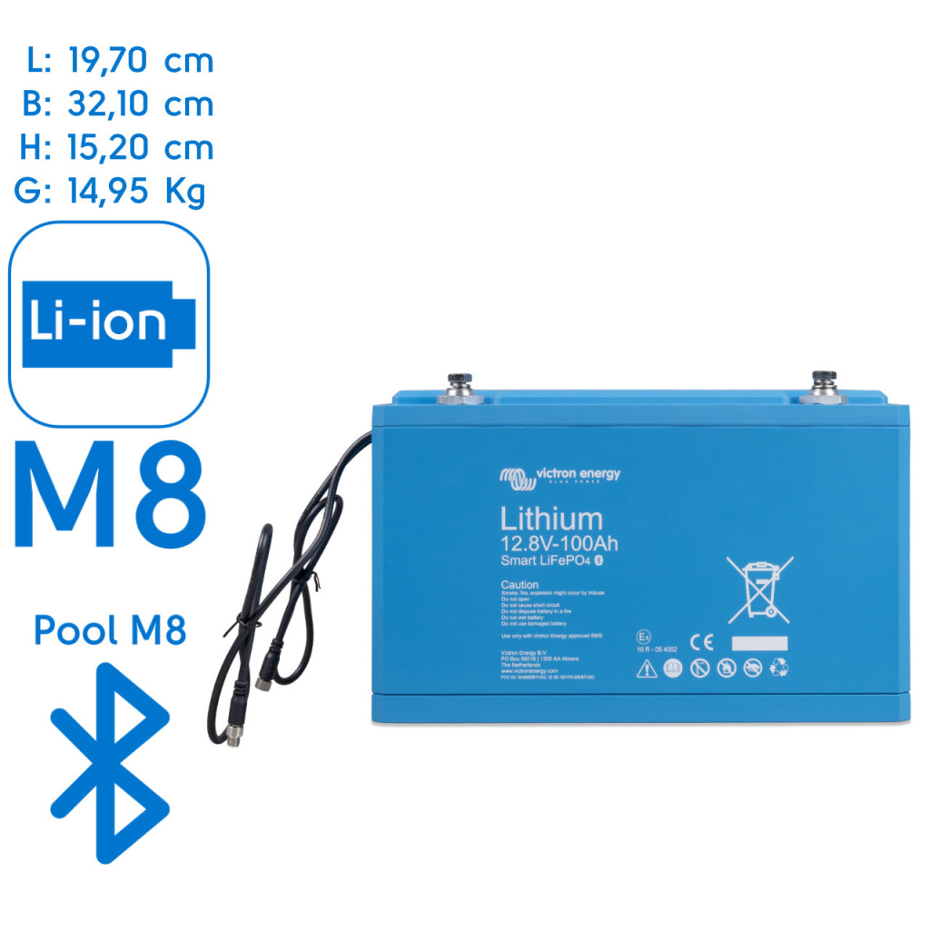 BBAtechniek - Victron lithium accu 12.8V 100Ah Smart (1x)