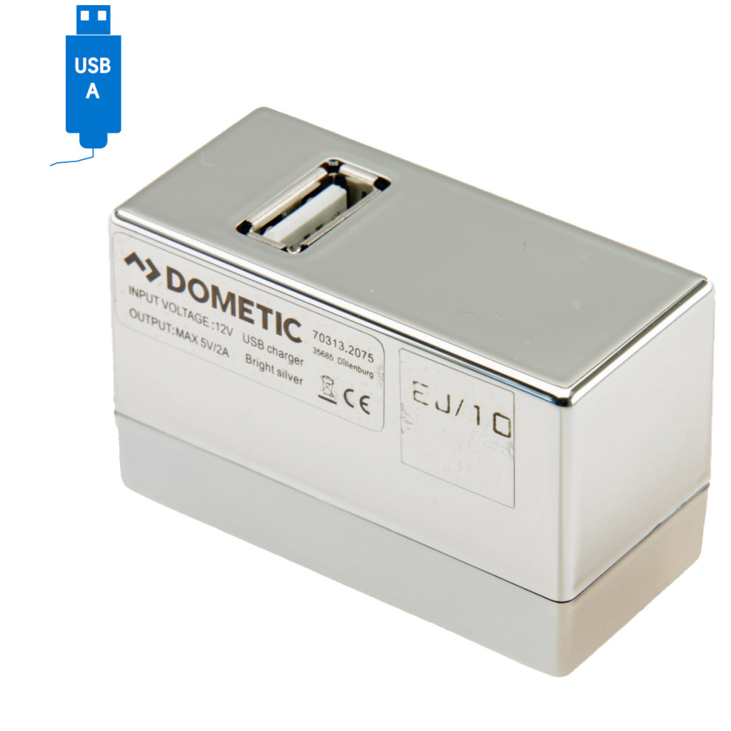 BBAtechniek - USB A-1x 5V 2A Dometic rail chroom (1x)