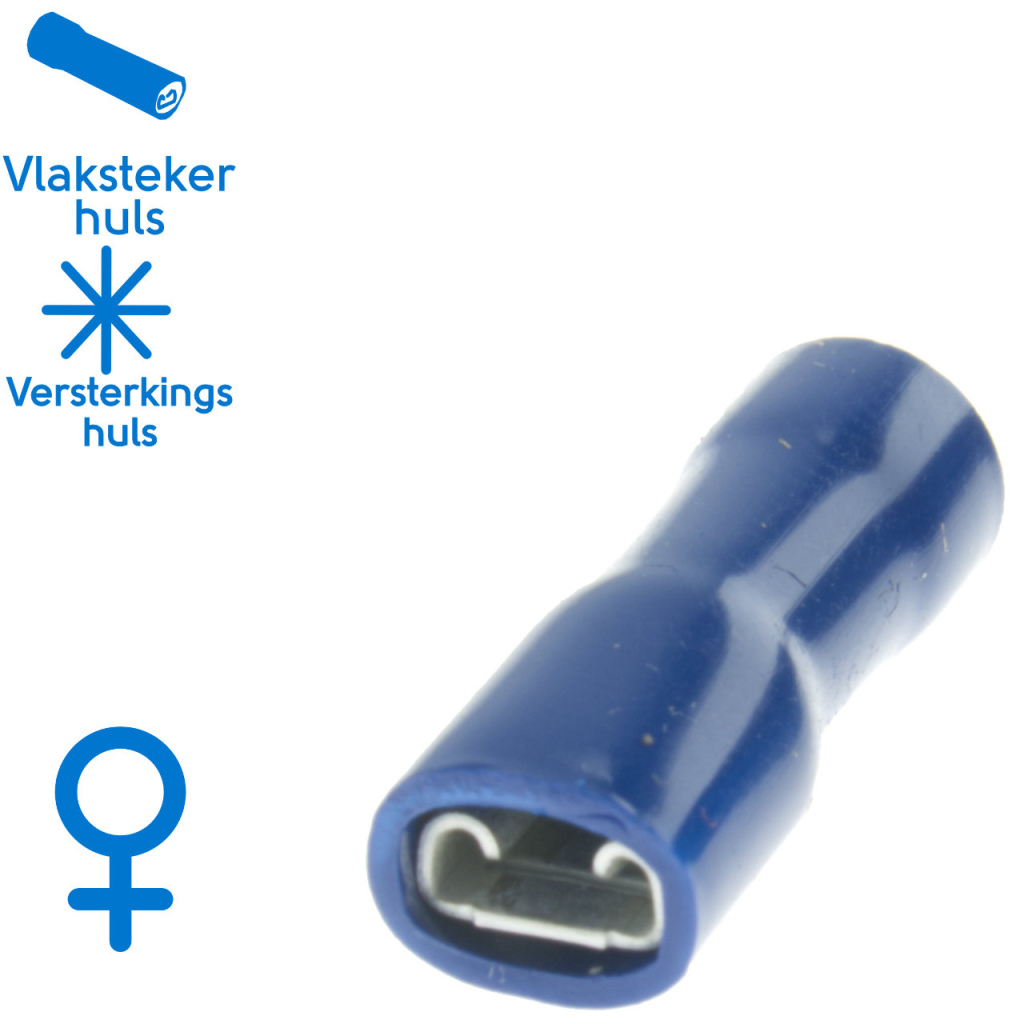 BBAtechniek - Vlakstekerhuls 4.8x0.8mm* blauw (1000x)