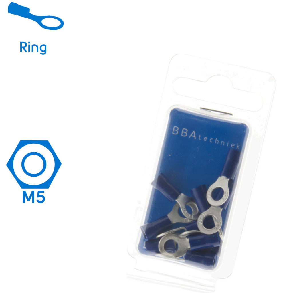 BBAtechniek - Kabelschoen ring M5 Ø5.3mm blauw (10x)