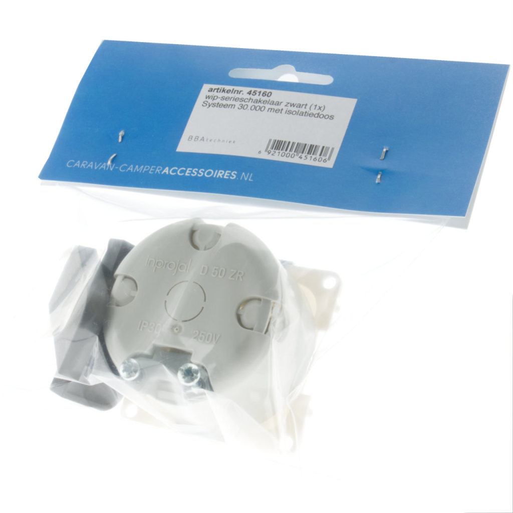 BBAtechniek - S 30.000 wip-serieschakelaar 230V zwart (1x)