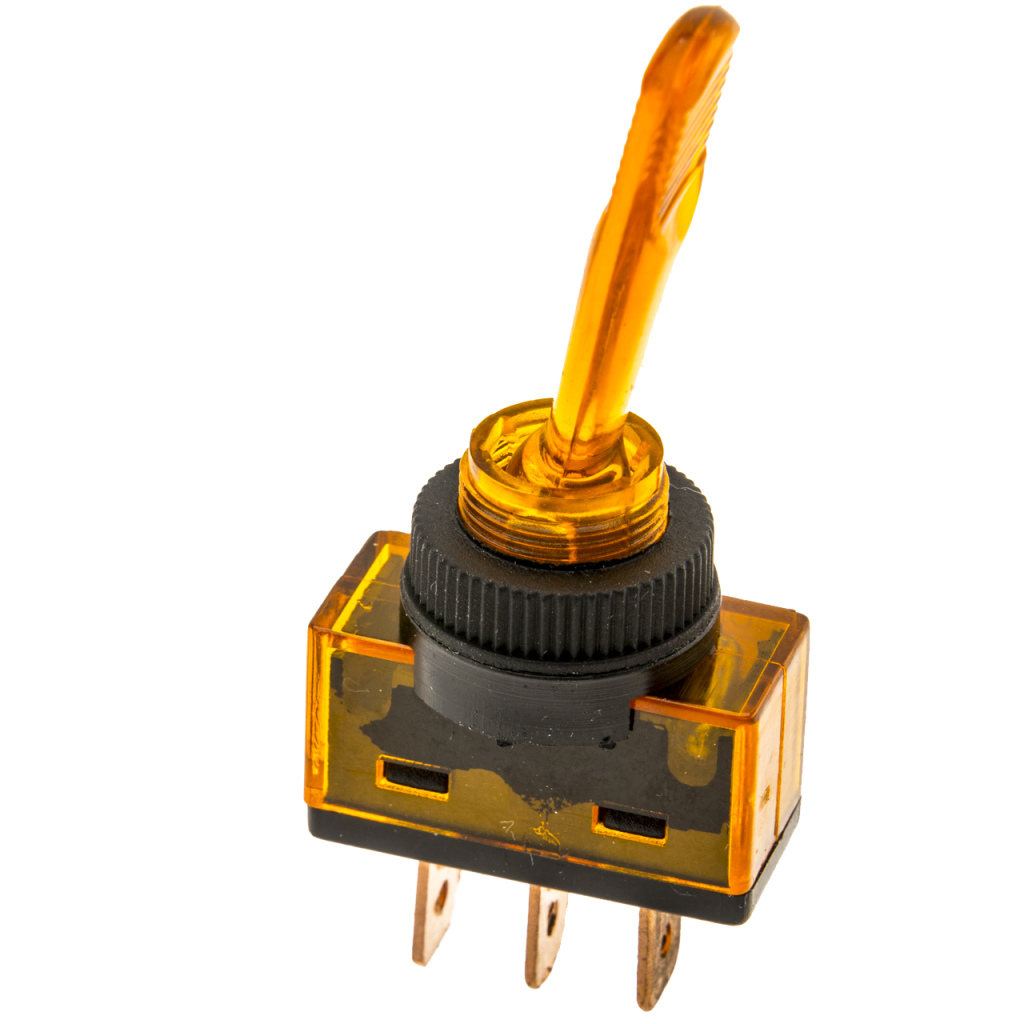 BBAtechniek - 12V 20A 3-polig On-Off tuimelschakelaar amber (1x)