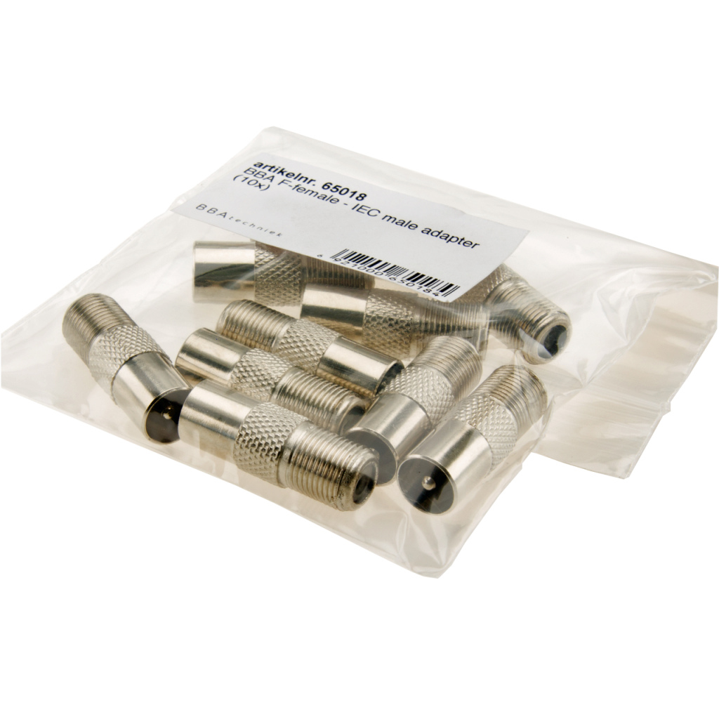 BBAtechniek - F-connector female BBA - IEC male adapter (10x)