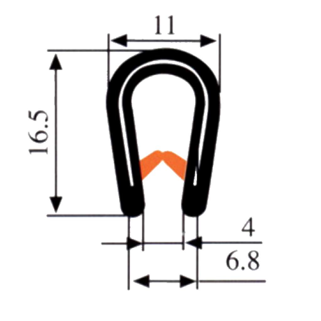 BBAtechniek - BBA klemprofiel 6-8mm zwart (1m)