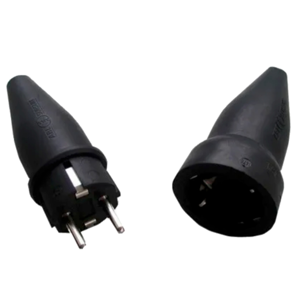 BBAtechniek - Rubberen stekker met randaarde zwart (1x)