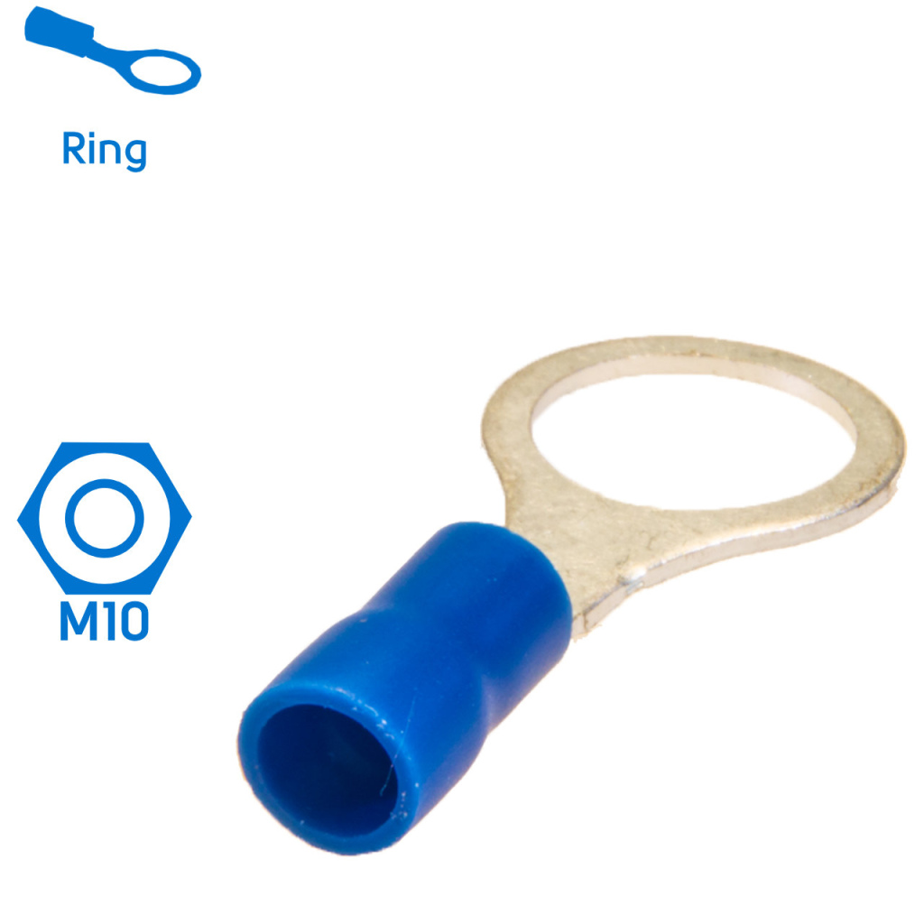 BBAtechniek - Kabelschoen ring M10 Ø10.5mm blauw (100x)