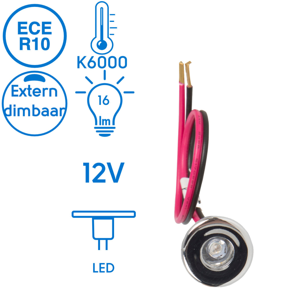 BBAtechniek - Milaan LED blue light inbouwspot 12V 0.1W (1x)