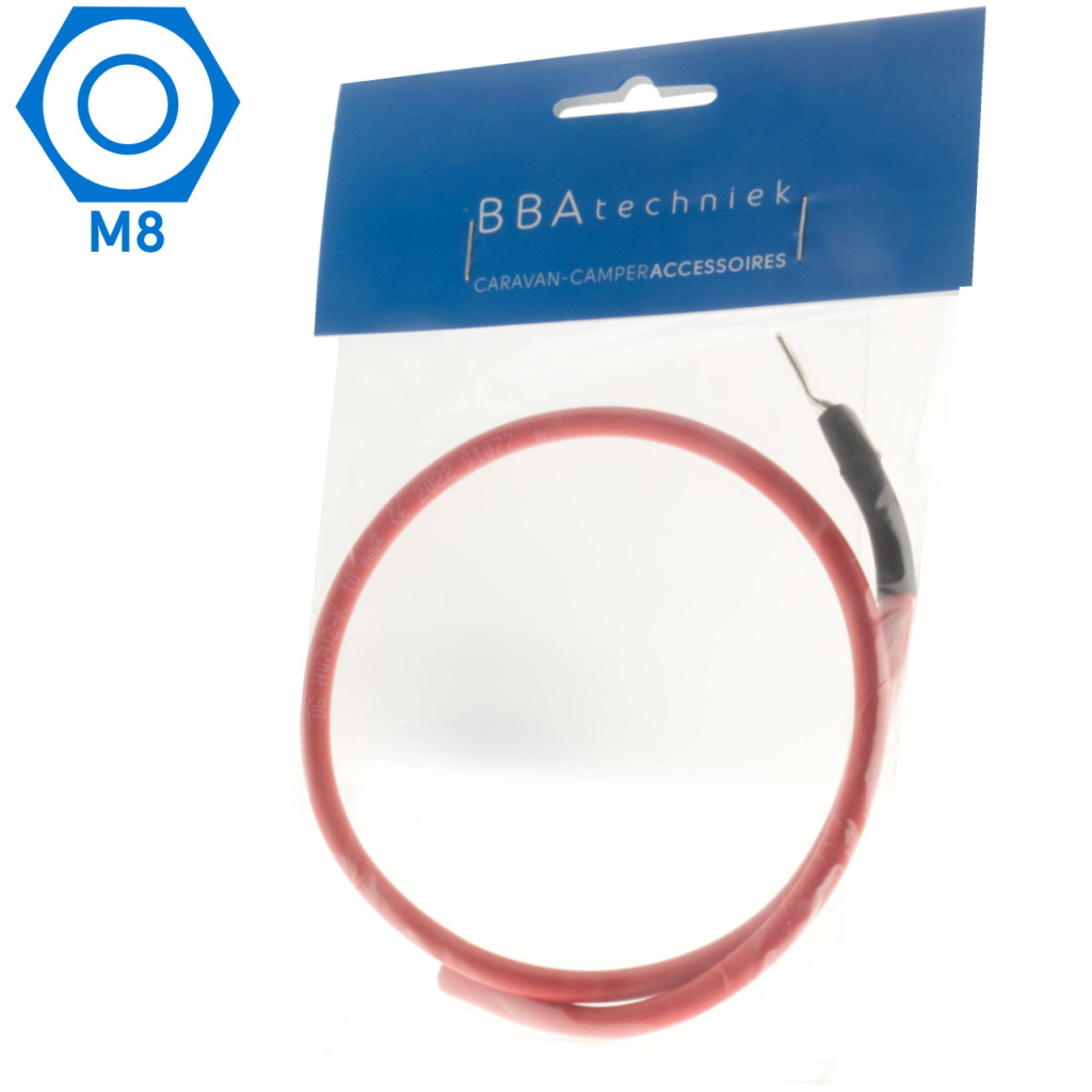 BBAtechniek - 10mm2 accu kabel flexibel rood 1x M8 (0.5m)