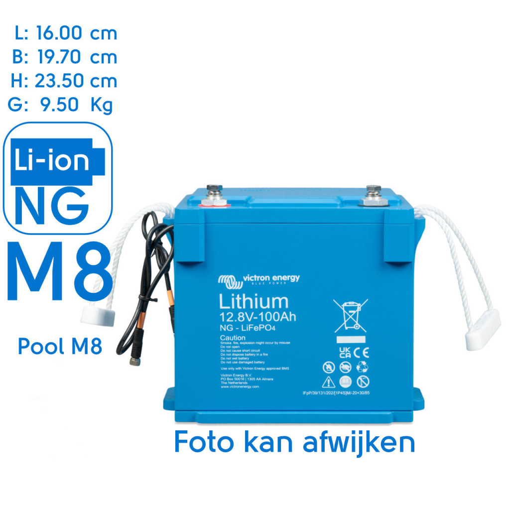 BBAtechniek - LiFePO4 accu 12.8V 100Ah NG M8 (1x)