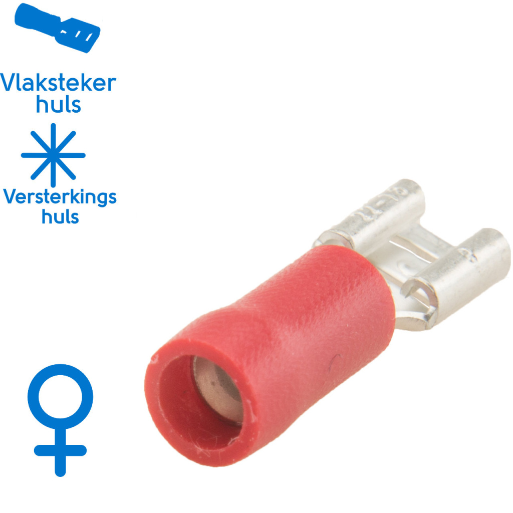 BBAtechniek - Vlakstekerhuls 4.8x0.8mm* rood (100x)