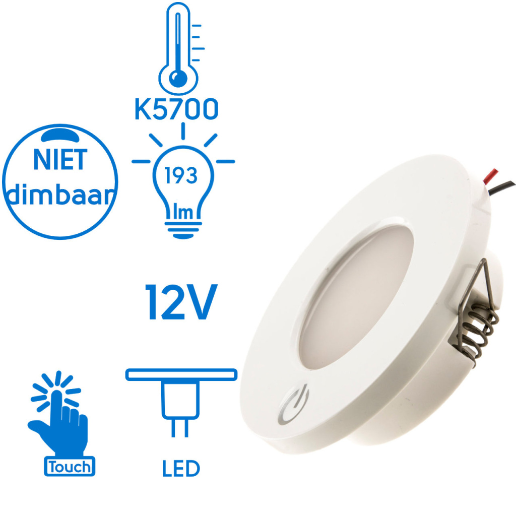 BBAtechniek - Witte LED inbouwspot 12V 24V 2.5W (1x)