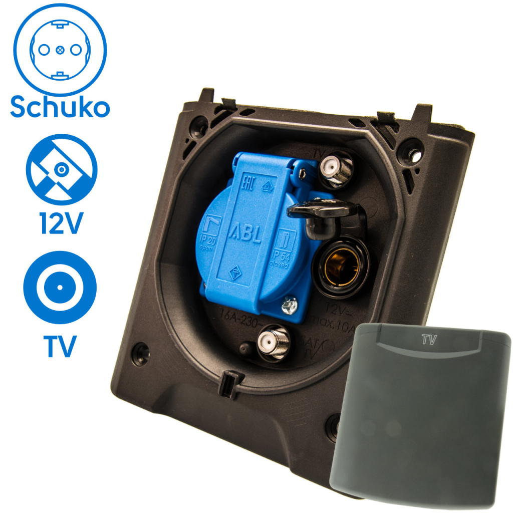 BBAtechniek - Voortent aansluiting CEE 230V  / TV / 12V (1x)