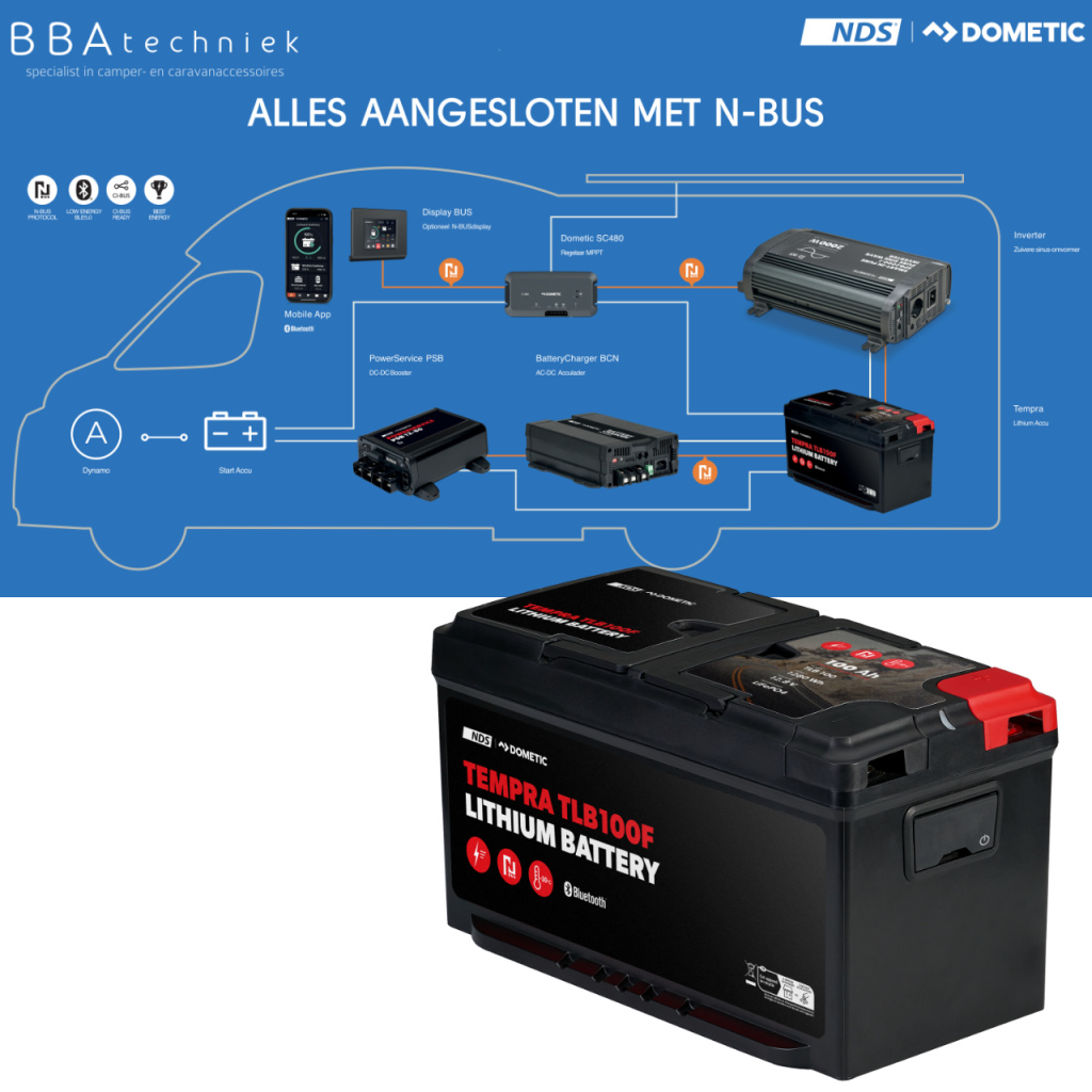 BBAtechniek - 12V 100Ah NDS Tempra Lithium N-Bus accu (1x)