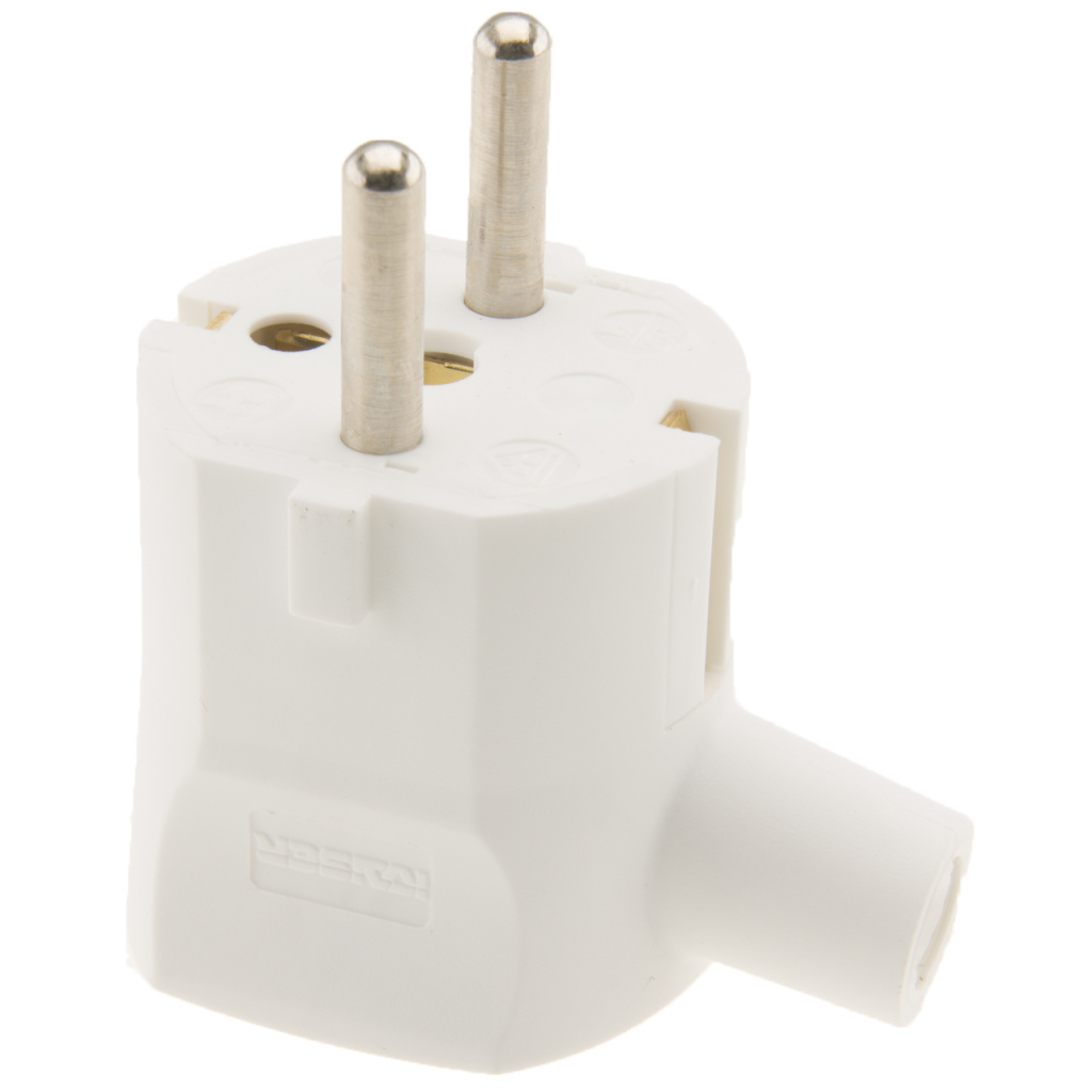 BBAtechniek - Stekker 230V met randaarde en tule haaks wit (10x)