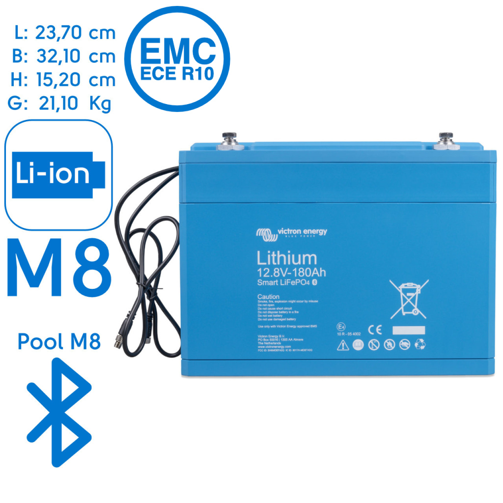 BBAtechniek - Victron lithium accu 12.8V 180Ah Smart  (1x)
