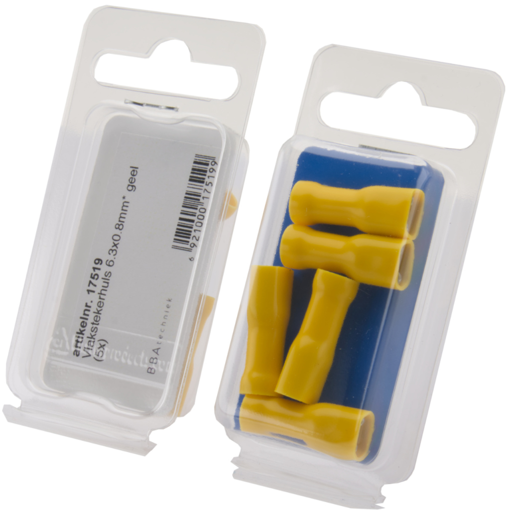 BBAtechniek - Vlakstekerhuls 6.3x0.8mm* geel (5x)