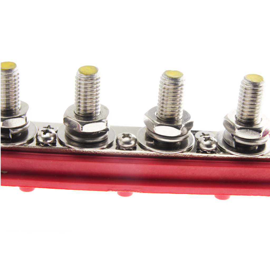 BBAtechniek - DC verdeelrail 4x M10 + 3x M4 rood (1x)