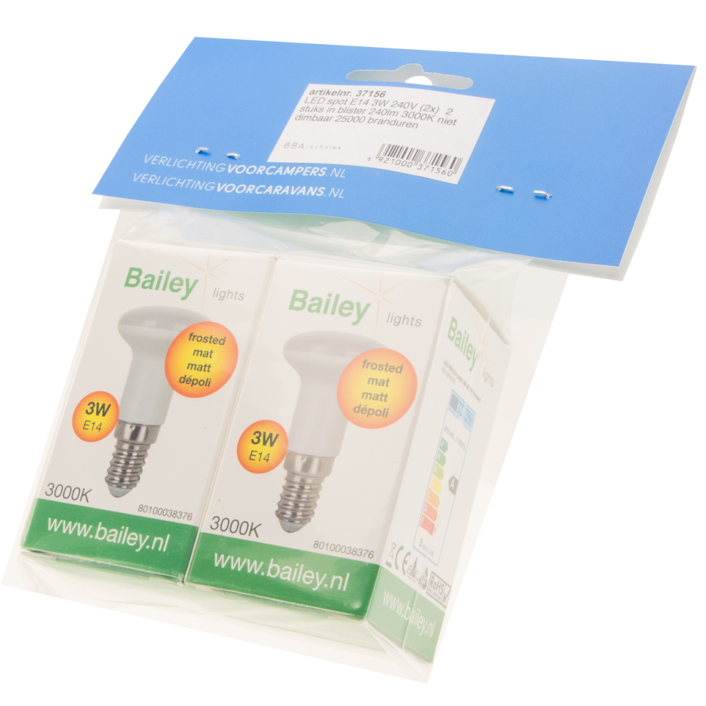 BBAtechniek - E14 240V 3W 3000K 240lm LED spot (2x)
