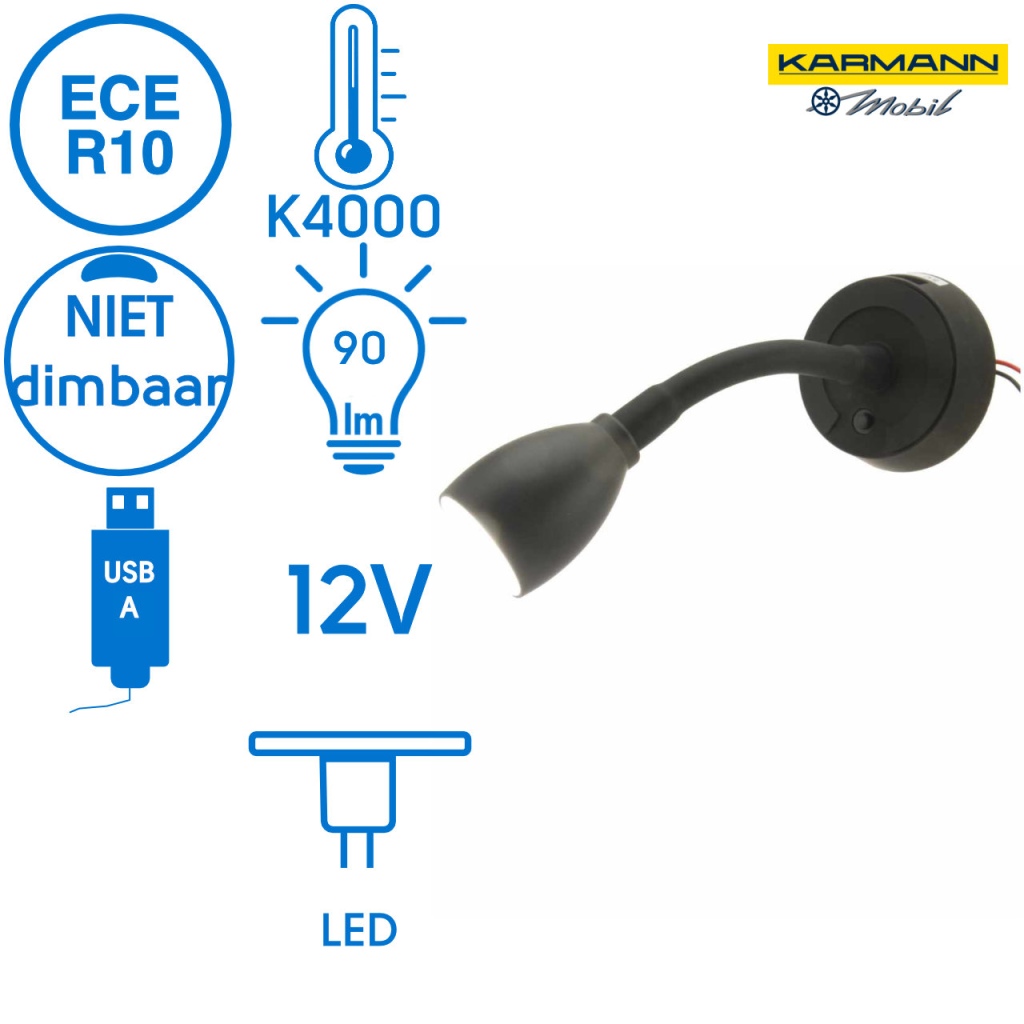 BBAtechniek - Veneto B flex LED spot 12V 1.8W 4000K USB (1x)