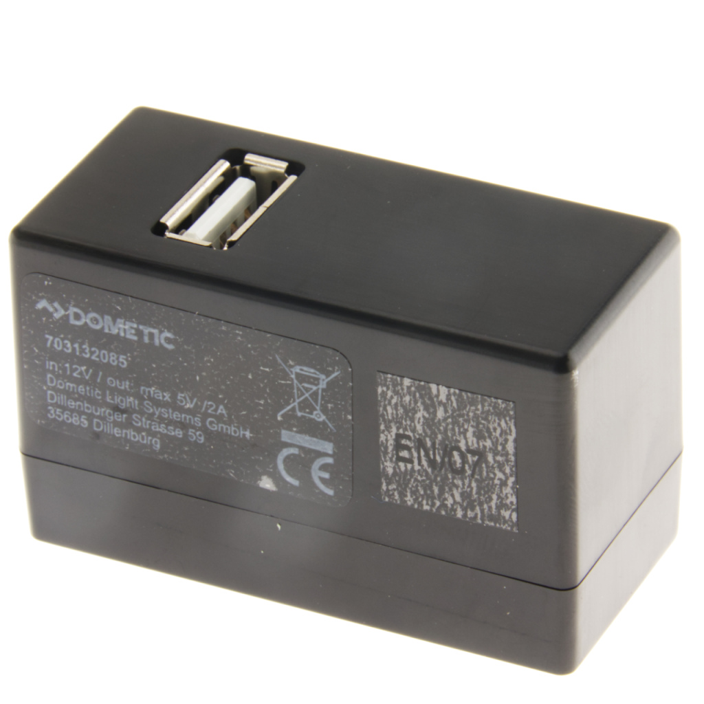 BBAtechniek - USB A-1x 5V 2A Dometic rail zwart (1x)