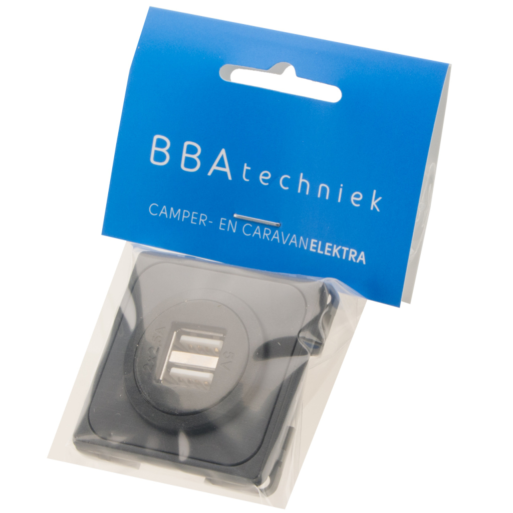 BBAtechniek - USB-A contactdoos 2x 2.5A lei-grijs S20.000 (1x)