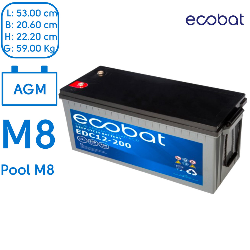 BBAtechniek - 12V 200Ah Ecobat AGM deep cycle accu (1x)
