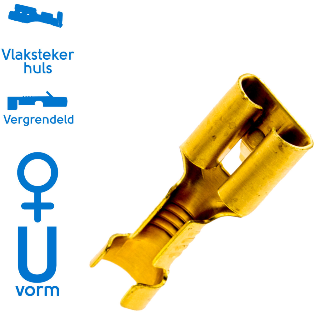 BBAtechniek - Vlakstekerhuls messing 6.3 1.5-2.5mm² (100x)