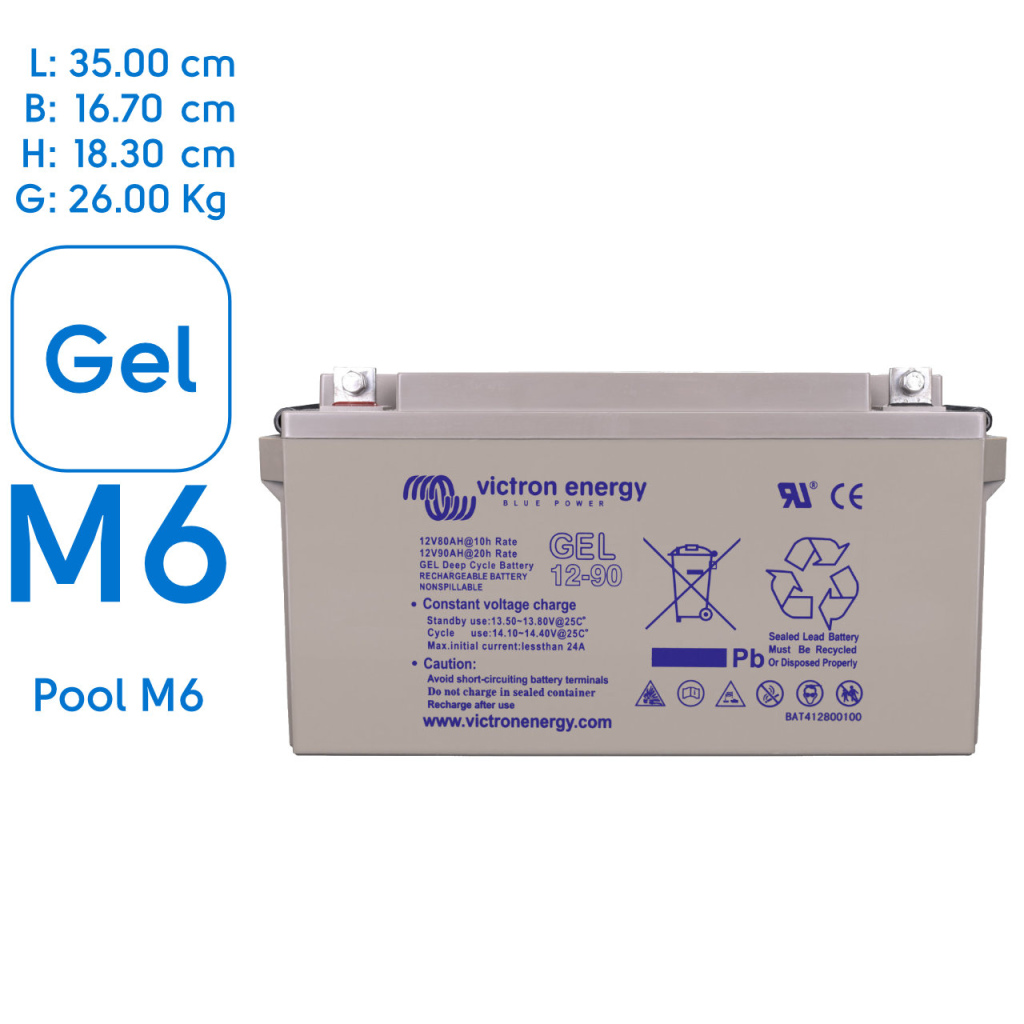 BBAtechniek - Victron Gel accu 12V 90Ah M6 (1x)