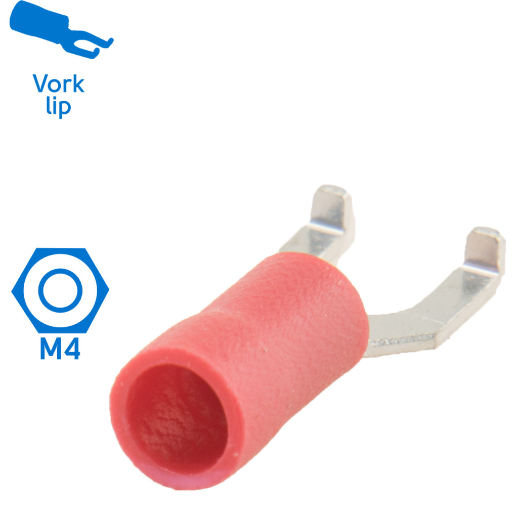 BBAtechniek - Kabelschoen vork M4 Ø4.3mm rood (100x)