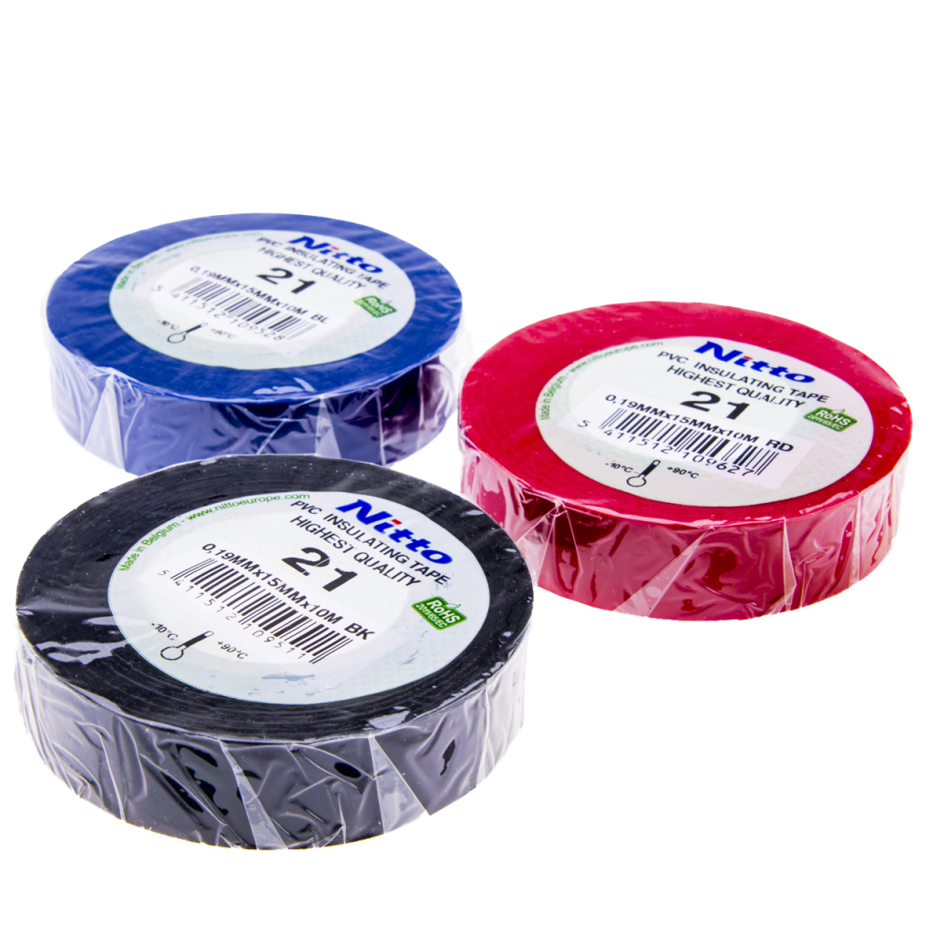 BBAtechniek - Isolatietape PVC klevend rd/zw/bl 15mmx10m (1x)